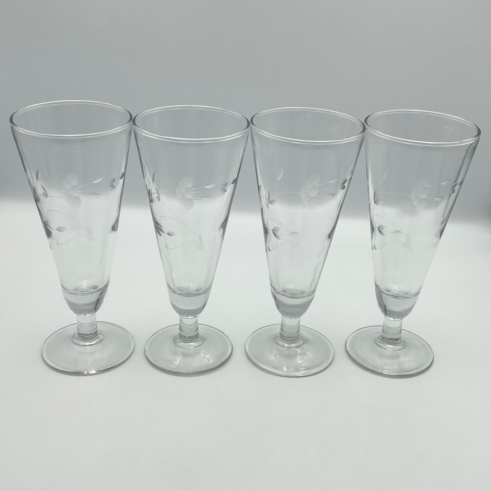 Princess House Heritage Set of 4 Crystal Pilsner Glass 7.5" Parfait Dessert Beer
